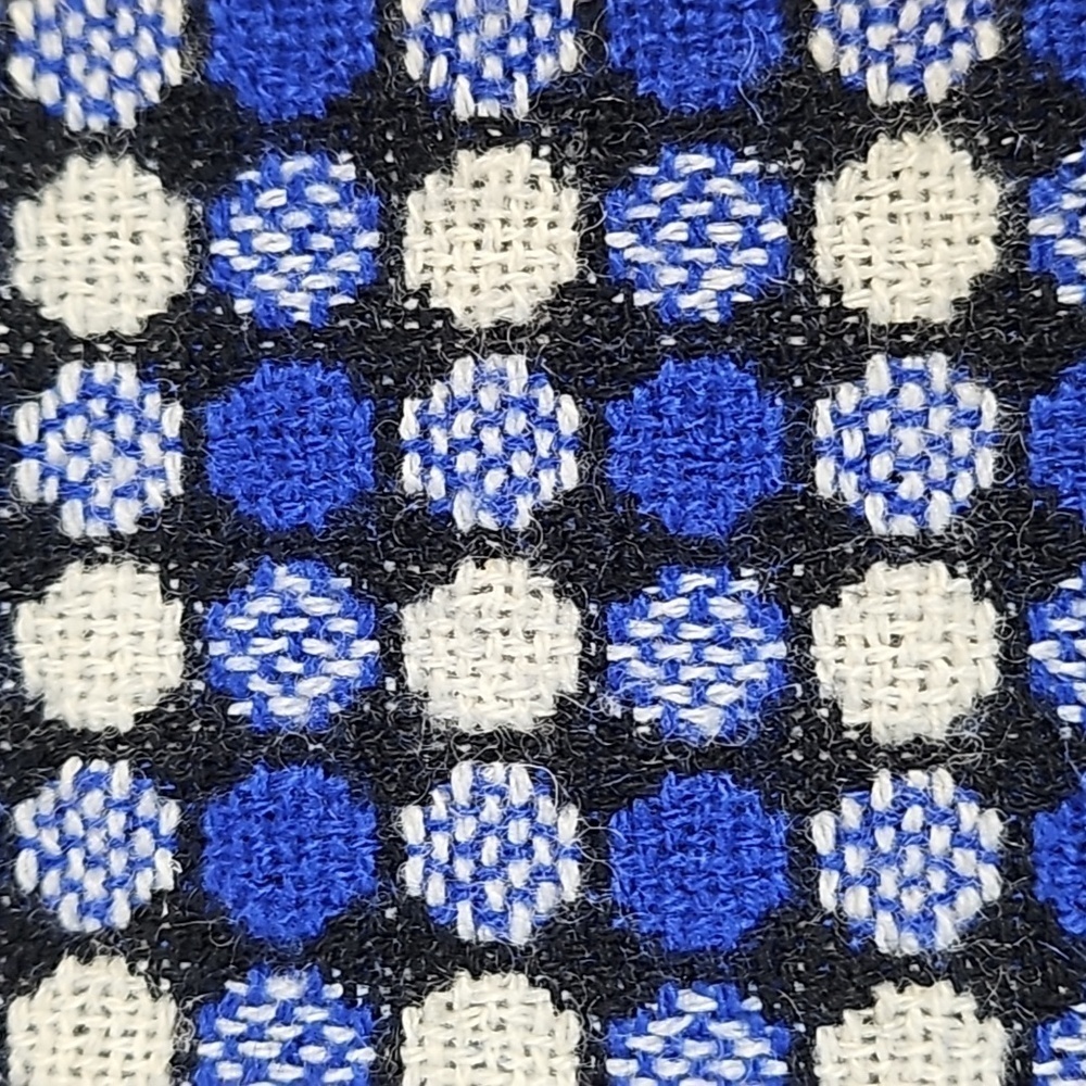 Talbots Wool Blend Tweed Royal Blue Black & White Mod Polka Dot Pattern Skirt - Picture 5 of 13